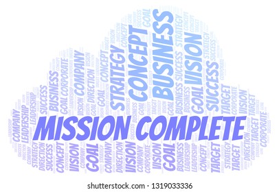 Mission Complete word cloud.