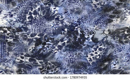 mixed animal skin texture background for textile and digital print design - Illustration
