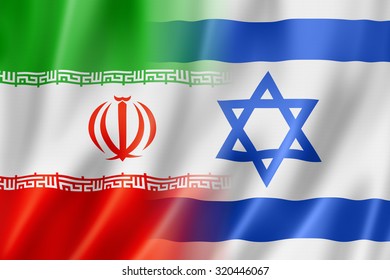 Mixed Iran And Israel Flag, Three Dimensional Render, Illustration