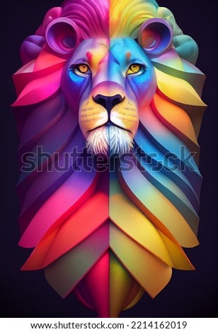 mixed media lion, Lisa frank style, gems, octane render, voluminous lighting, rule of thirds Foto stock © 