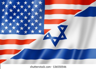 Mixed USA And Israel Flag, Three Dimensional Render, Illustration