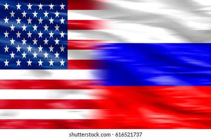 Mixed USA And Russia Flag, Three Dimensional Render