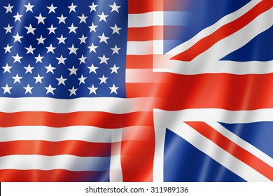 Mixed USA And UK Flag, Three Dimensional Render, Illustration