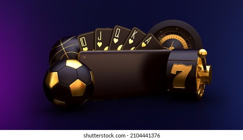 Mobile Betting Gambling  Soccer Football Basketball Tennis Volleyball Balls Banner 3d Render 3d Rendering Illustration 