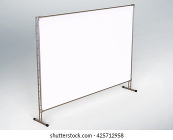 Mobile booth, brand Wall or Press Wall with a blank banner mockup 3d render