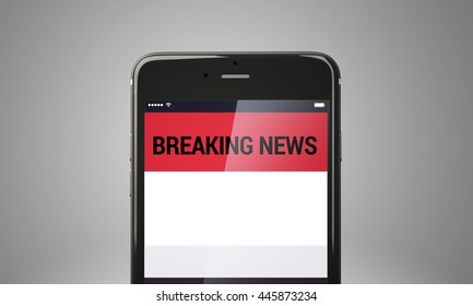 mobile breaking news 3d rendering illustration