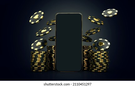 Mobile Casino Betting Gambling Banner 3d Render 3d Rendering Illustration 