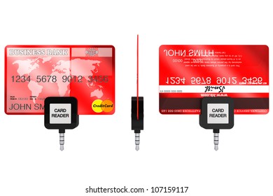 Mobile Credit Card Reader On A White Background.