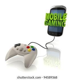 mobile gaming 3d concept - smart phone with gamepad
