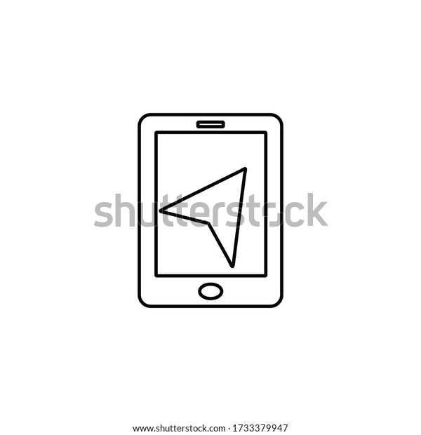 Mobile GPS icon. Map pointer on\
smartphone screen. Location marker on mobile phone. Navigation\
sign. Line icon design for perfect web and mobile\
concept.