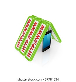 Mobile internet concept.Isolated on white background.3d rendered.