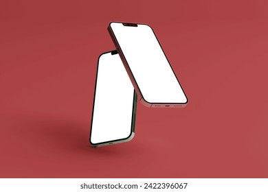 mobile mockup with red background and blank screen