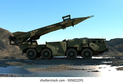 Mobile Nuclear Ballistic Missile. 3d Rendering