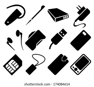 Mobile Phone Accessories Icon Set