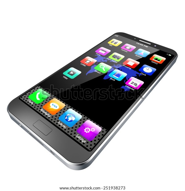 Mobile Phone Apps On White Backgroundcell Stock Illustration 251938273