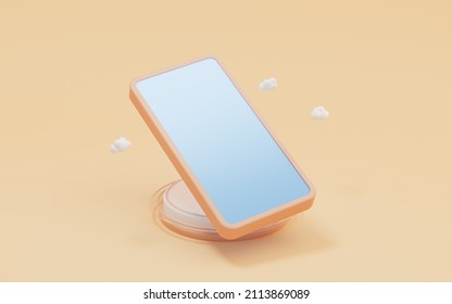 A mobile phone with empty screen, 3d rendering. Computer digital drawing.