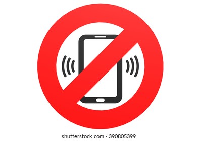 Mobile Phone Prohibited. No Cell Phone Sign Isolated On White Background