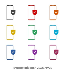 Mobile Phone Protection Icon. Set Icons Colorful