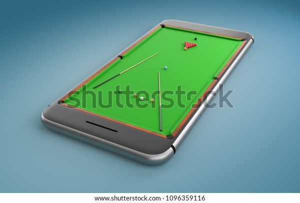 Mobile Phone Screen Snooker Game Concept Stock Illustration 1096359116