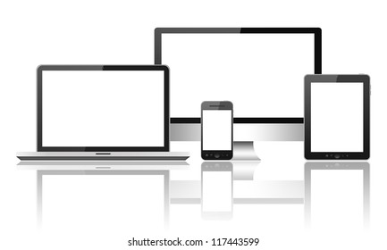 Mockups Gadgets Collection Smartphonepc Tablet Laptop Stock Vector ...
