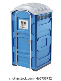 Mobile portable blue plastic toilet used in public places, isolated on white background - 3D illustration