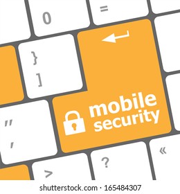 mobile security key on the keyboard of laptop computer