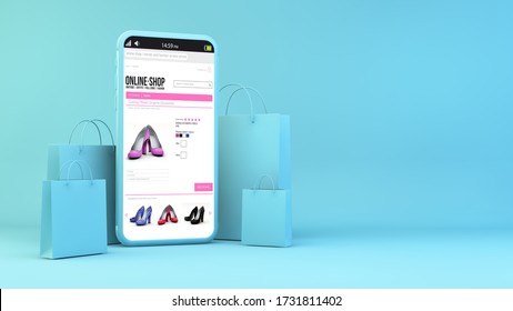 Mobile Shopping Concept 3d Rendering