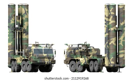 Mobile Surface To Air Missile System S-300 , 3d Rendered Illustration