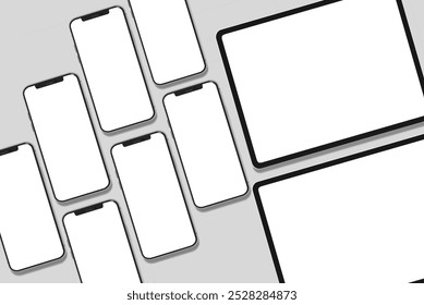 mobile with tablet device blank for mockup. 3d rendering