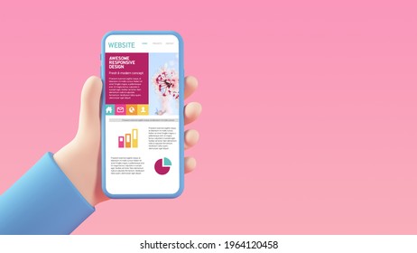 Mobile website smartphone 3d rendering