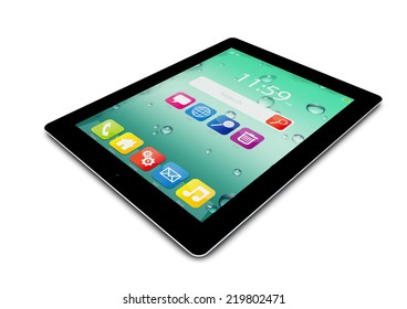 Mobility and modern wireless telecommunication technology business concept: tablet computer PC  with colorful interface isolated on white background