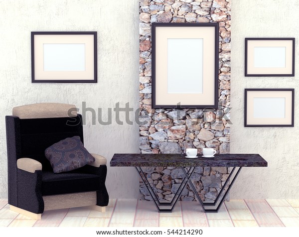 Mocap Interior Living Room Room Gray Stock Illustration