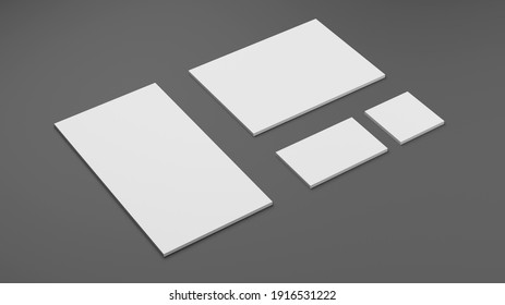 mock up 3d white template blank set on gray background. card