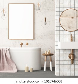 
mock up bathroom in a modern style 3d