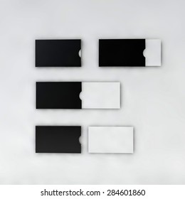 Mock up of business card with holder black and white paper