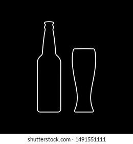 Mock up contour of a beer glass bottle and glass. Menu design. Dark background. - Powered by Shutterstock