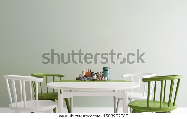 Mock Dining Table Olive Green White Stock Illustration