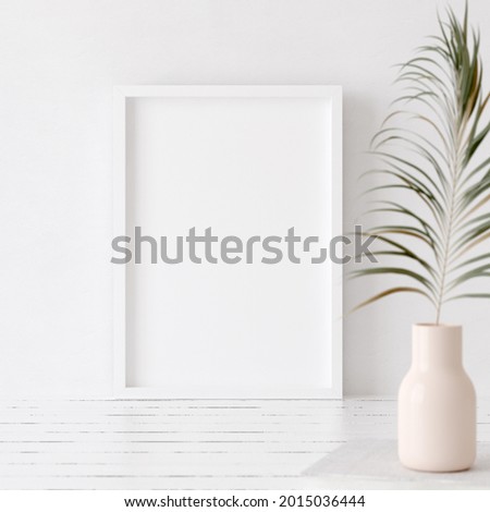 Mock up frame close up in home interior background, Boho style, 3d render