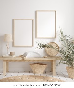 Mock Up Frame With Minimal Decor Close Up In Home Interior Background, 3d Render