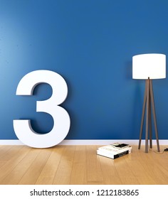 Mock up interior font 3d rendering number 3