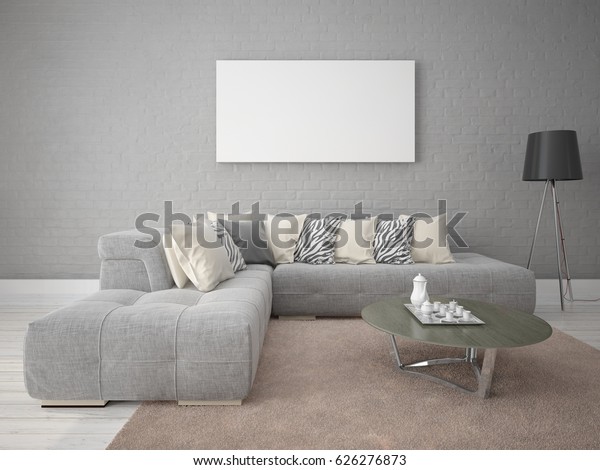 Mock Modern Living Room Stylish Sofa Stockillustration 626276873