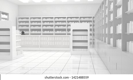 Mock Up Pharmacy 3d Rendering