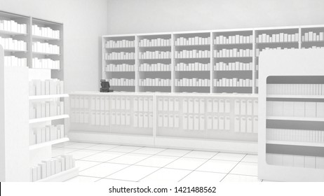 Mock Up Pharmacy 3d Rendering