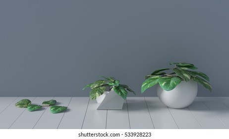 mock up plants on white floor, 3d rendering - Shutterstock ID 533928223