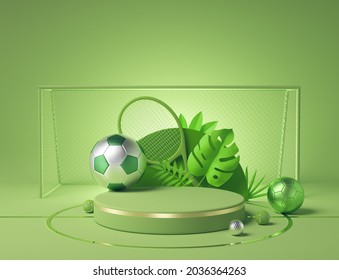 Mock Up Podium For Product Presentation, Sport Background Concept, 3d Illustration.