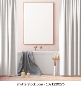 
Mock up poster in the bathroom in a modern style 3d