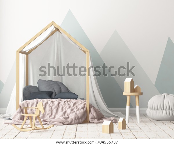Mock Poster Childrens Bedroom Canopy Scandinavian