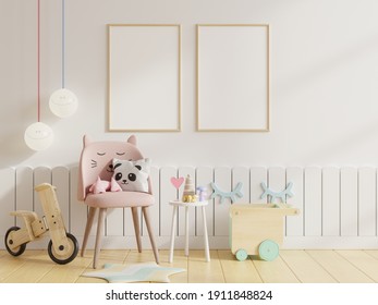 Mock Up Poster Frame In Children Room,kids Room,nursery Mockup,3D Rendering