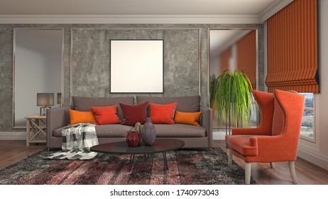 Mockup Frames Contemporary Nomadic Home Interior Stock Illustration ...