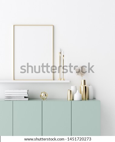 Mock up poster in modern interior background, 3D rendering